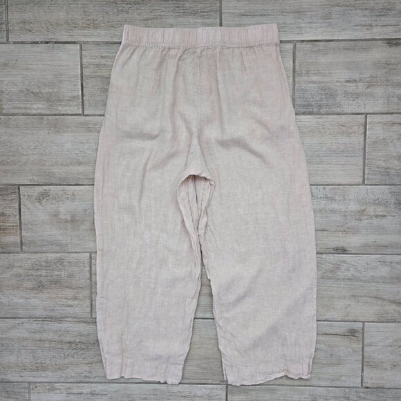 Tahari 100% Linen Pants Women's European Flax Beige Summer Beach Resort Size L - Picture 2 of 8